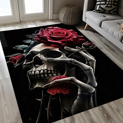Express Your Unique Style in Your Home with a Mexican Sugar Skull Theme Rug, Skull Rug, Area Rugs 5x8, 4x6, 3x5 Size for Living Room Bedroom Home Decorative Skull K25