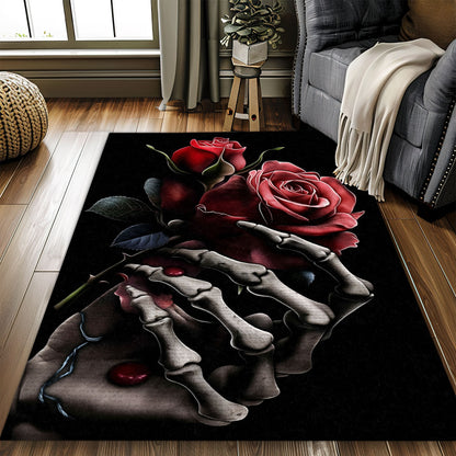 Make a Statement with Your Flooring with a Colorful Sugar Skull Rose Design Rug, Skull Rug, Area Rugs 5x8, 4x6, 3x5 Size for Living Room Bedroom Home Decorative Skull K20