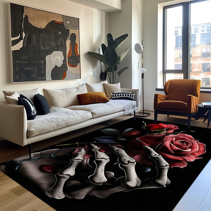 Make a Statement with Your Flooring with a Colorful Sugar Skull Rose Design Rug, Skull Rug, Area Rugs 5x8, 4x6, 3x5 Size for Living Room Bedroom Home Decorative Skull K20