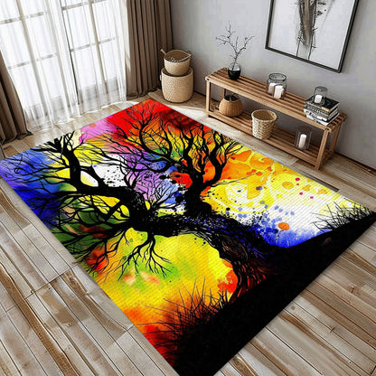 Plush Viking Area Rug Depicting Tree of Life, Personalized Carpet Viking, Viking Area Rugs for Living Room, Viking Carpet Bedroom, Popular Rug Full Size (3x5, 4x6, 5x8) V159