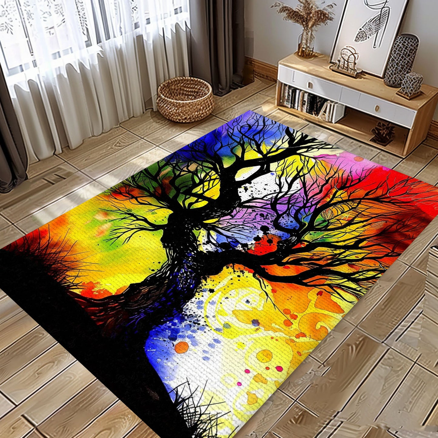 Plush Viking Area Rug Depicting Tree of Life, Personalized Carpet Viking, Viking Area Rugs for Living Room, Viking Carpet Bedroom, Popular Rug Full Size (3x5, 4x6, 5x8) V159