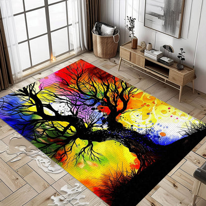 Plush Viking Area Rug Depicting Tree of Life, Personalized Carpet Viking, Viking Area Rugs for Living Room, Viking Carpet Bedroom, Popular Rug Full Size (3x5, 4x6, 5x8) V159