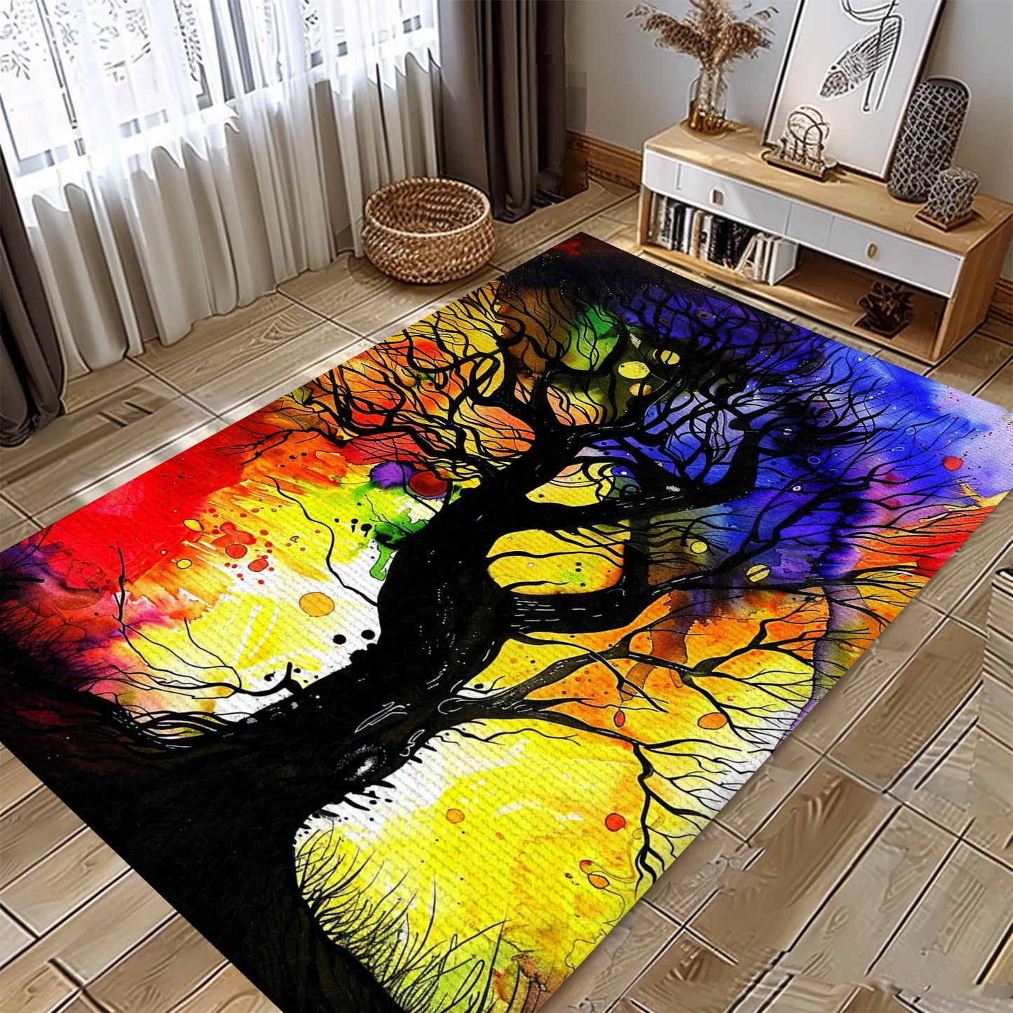 Unique Viking Area Rug Featuring Tree of Life, Personalized Carpet Viking, Viking Area Rugs for Living Room, Viking Carpet Bedroom, Popular Rug Full Size (3x5, 4x6, 5x8) V154