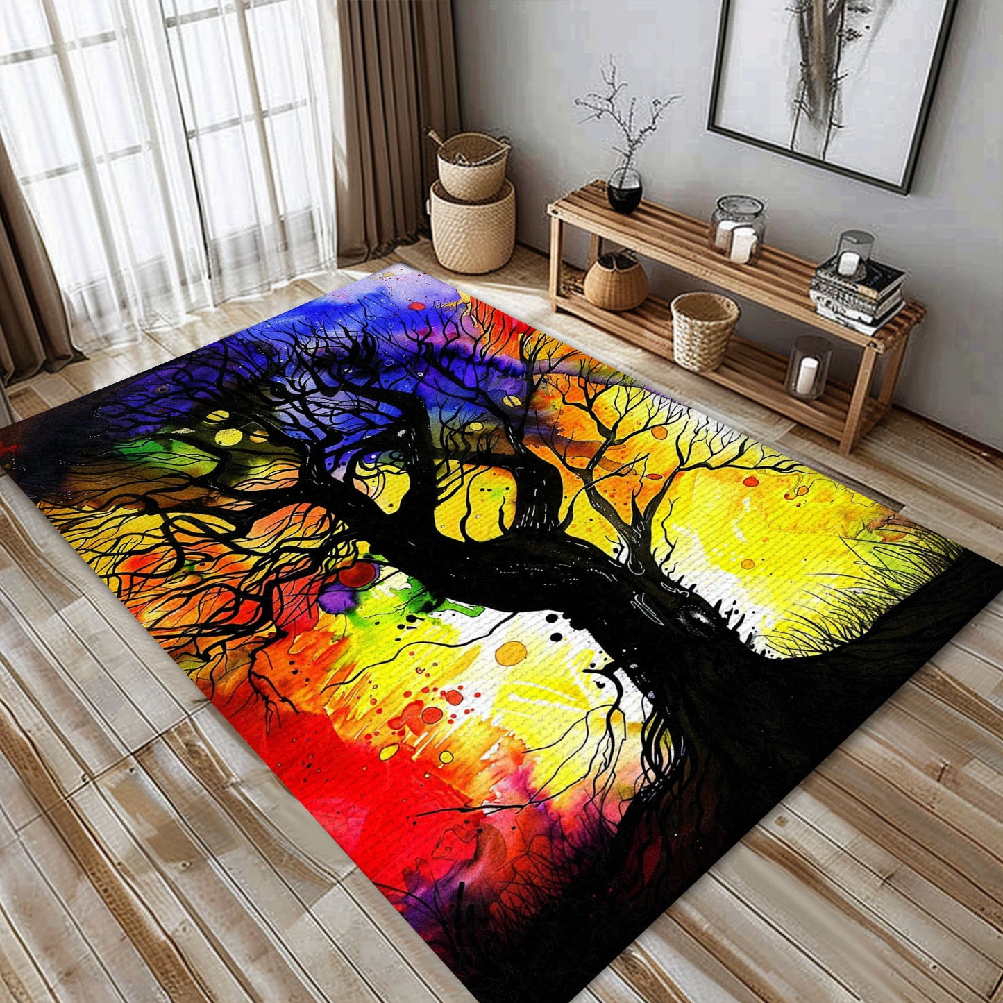 Unique Viking Area Rug Featuring Tree of Life, Personalized Carpet Viking, Viking Area Rugs for Living Room, Viking Carpet Bedroom, Popular Rug Full Size (3x5, 4x6, 5x8) V154