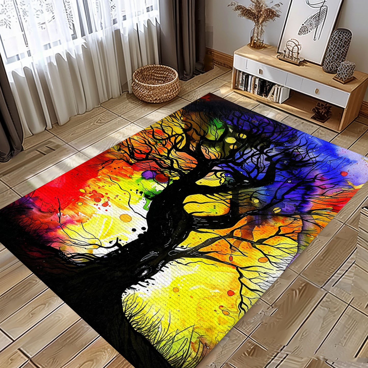 Unique Viking Area Rug Featuring Tree of Life, Personalized Carpet Viking, Viking Area Rugs for Living Room, Viking Carpet Bedroom, Popular Rug Full Size (3x5, 4x6, 5x8) V154