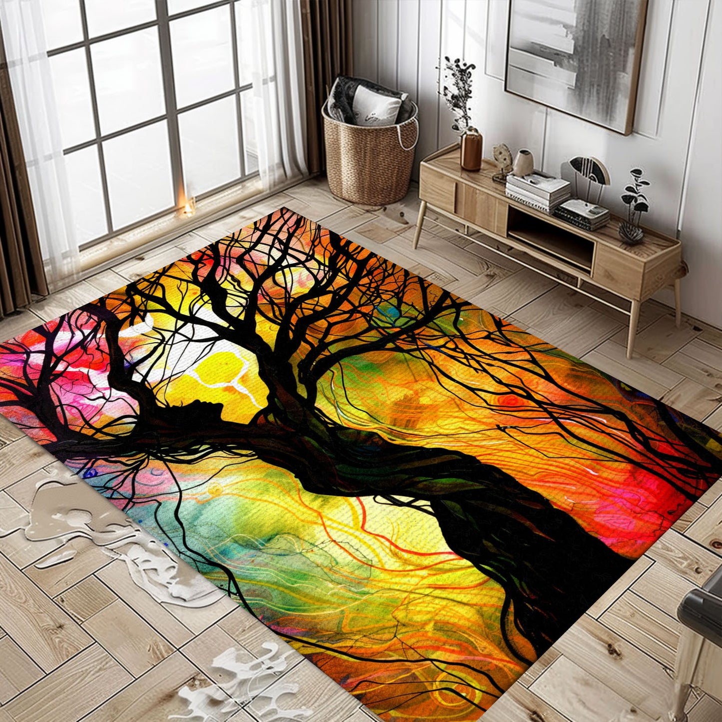 Handcrafted Viking Tree of Life Rug, Personalized Carpet Viking, Viking Area Rugs for Living Room, Viking Carpet Bedroom, Popular Rug Full Size (3x5, 4x6, 5x8) V146