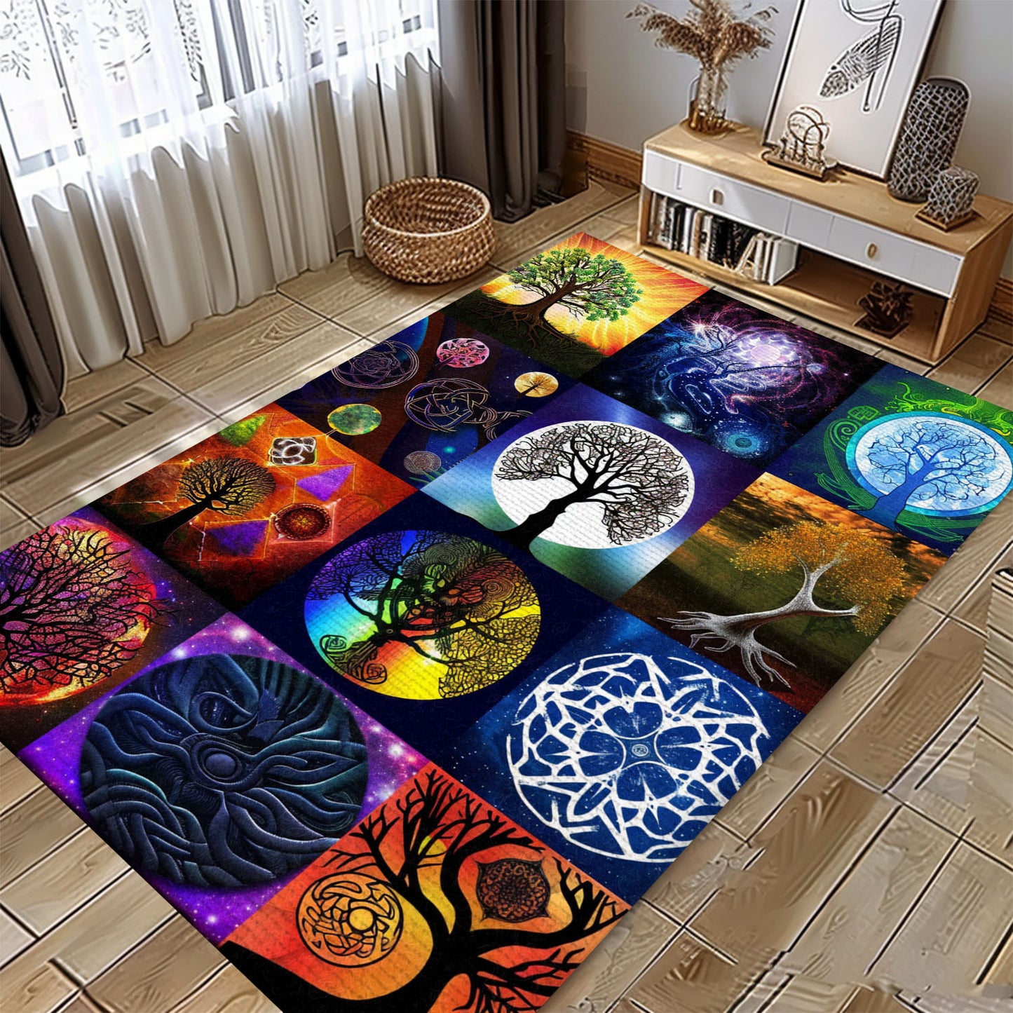 Luxurious Viking Tree of Life Rug for Bedroom, Personalized Carpet Viking, Viking Area Rugs for Living Room, Viking Carpet Bedroom, Popular Rug Full Size (3x5, 4x6, 5x8) V145