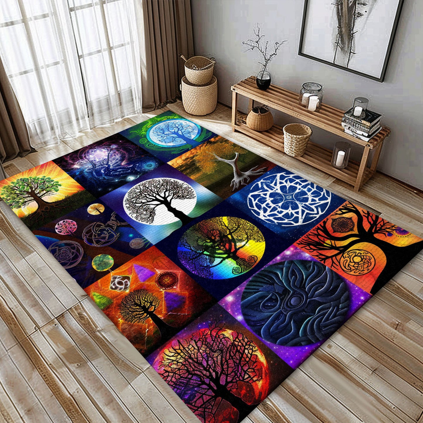 Luxurious Viking Tree of Life Rug for Bedroom, Personalized Carpet Viking, Viking Area Rugs for Living Room, Viking Carpet Bedroom, Popular Rug Full Size (3x5, 4x6, 5x8) V145