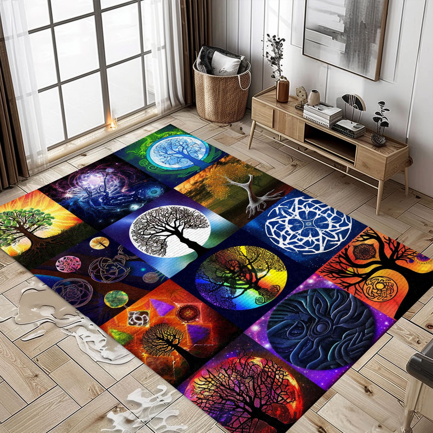 Luxurious Viking Tree of Life Rug for Bedroom, Personalized Carpet Viking, Viking Area Rugs for Living Room, Viking Carpet Bedroom, Popular Rug Full Size (3x5, 4x6, 5x8) V145