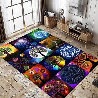 Luxurious Viking Tree of Life Rug for Bedroom, Personalized Carpet Viking, Viking Area Rugs for Living Room, Viking Carpet Bedroom, Popular Rug Full Size (3x5, 4x6, 5x8) V145