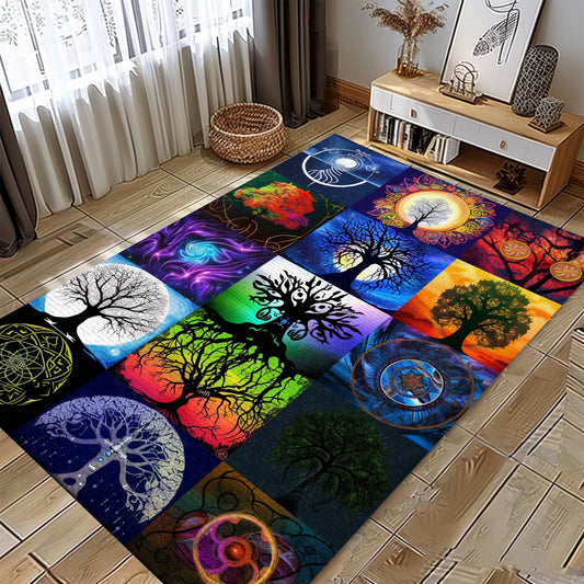 Intricately Woven Viking Tree of Life Rug, Personalized Carpet Viking, Viking Area Rugs for Living Room, Viking Carpet Bedroom, Popular Rug Full Size (3x5, 4x6, 5x8) V143