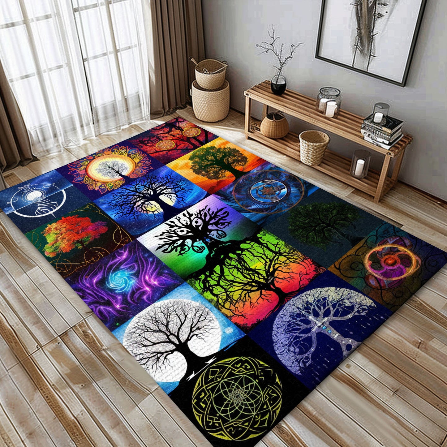 Intricately Woven Viking Tree of Life Rug, Personalized Carpet Viking, Viking Area Rugs for Living Room, Viking Carpet Bedroom, Popular Rug Full Size (3x5, 4x6, 5x8) V143