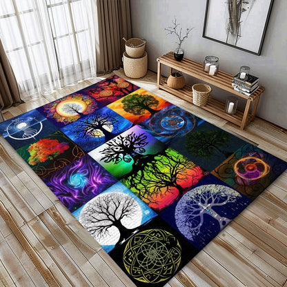 Intricately Woven Viking Tree of Life Rug, Personalized Carpet Viking, Viking Area Rugs for Living Room, Viking Carpet Bedroom, Popular Rug Full Size (3x5, 4x6, 5x8) V143