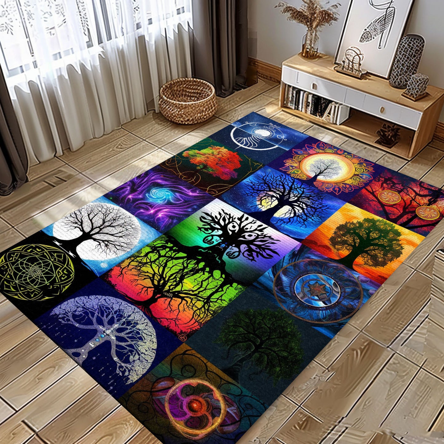 Intricately Woven Viking Tree of Life Rug, Personalized Carpet Viking, Viking Area Rugs for Living Room, Viking Carpet Bedroom, Popular Rug Full Size (3x5, 4x6, 5x8) V143