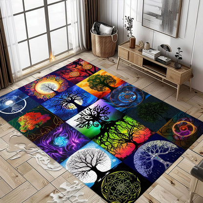 Intricately Woven Viking Tree of Life Rug, Personalized Carpet Viking, Viking Area Rugs for Living Room, Viking Carpet Bedroom, Popular Rug Full Size (3x5, 4x6, 5x8) V143