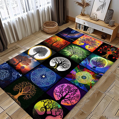 Large Viking Area Rug with Tree of Life Design, Personalized Carpet Viking, Viking Area Rugs for Living Room, Viking Carpet Bedroom, Popular Rug Full Size (3x5, 4x6, 5x8) V142