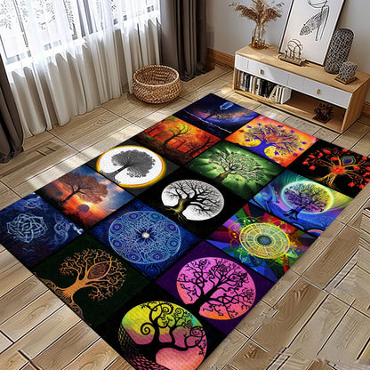 Large Viking Area Rug with Tree of Life Design, Personalized Carpet Viking, Viking Area Rugs for Living Room, Viking Carpet Bedroom, Popular Rug Full Size (3x5, 4x6, 5x8) V142