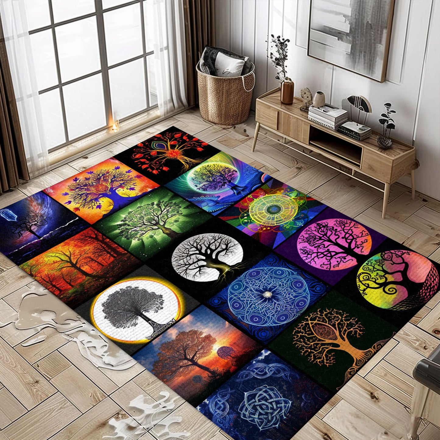 Large Viking Area Rug with Tree of Life Design, Personalized Carpet Viking, Viking Area Rugs for Living Room, Viking Carpet Bedroom, Popular Rug Full Size (3x5, 4x6, 5x8) V142