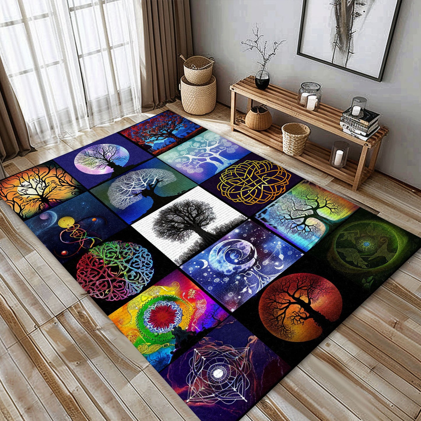 Norse Mythology Inspired Viking Tree of Life Rug, Personalized Carpet Viking, Viking Area Rugs for Living Room, Viking Carpet Bedroom, Popular Rug Full Size (3x5, 4x6, 5x8) V141