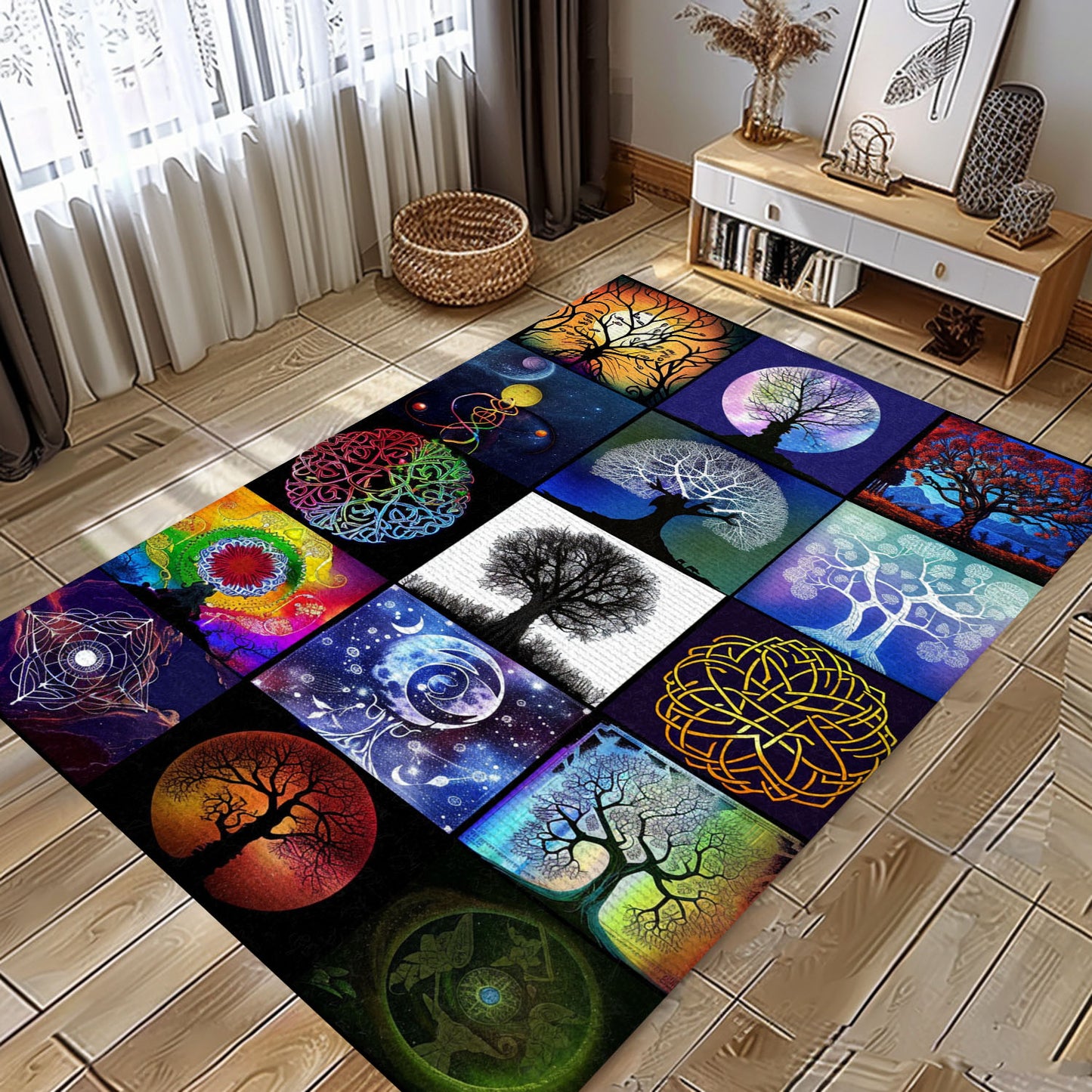 Norse Mythology Inspired Viking Tree of Life Rug, Personalized Carpet Viking, Viking Area Rugs for Living Room, Viking Carpet Bedroom, Popular Rug Full Size (3x5, 4x6, 5x8) V141