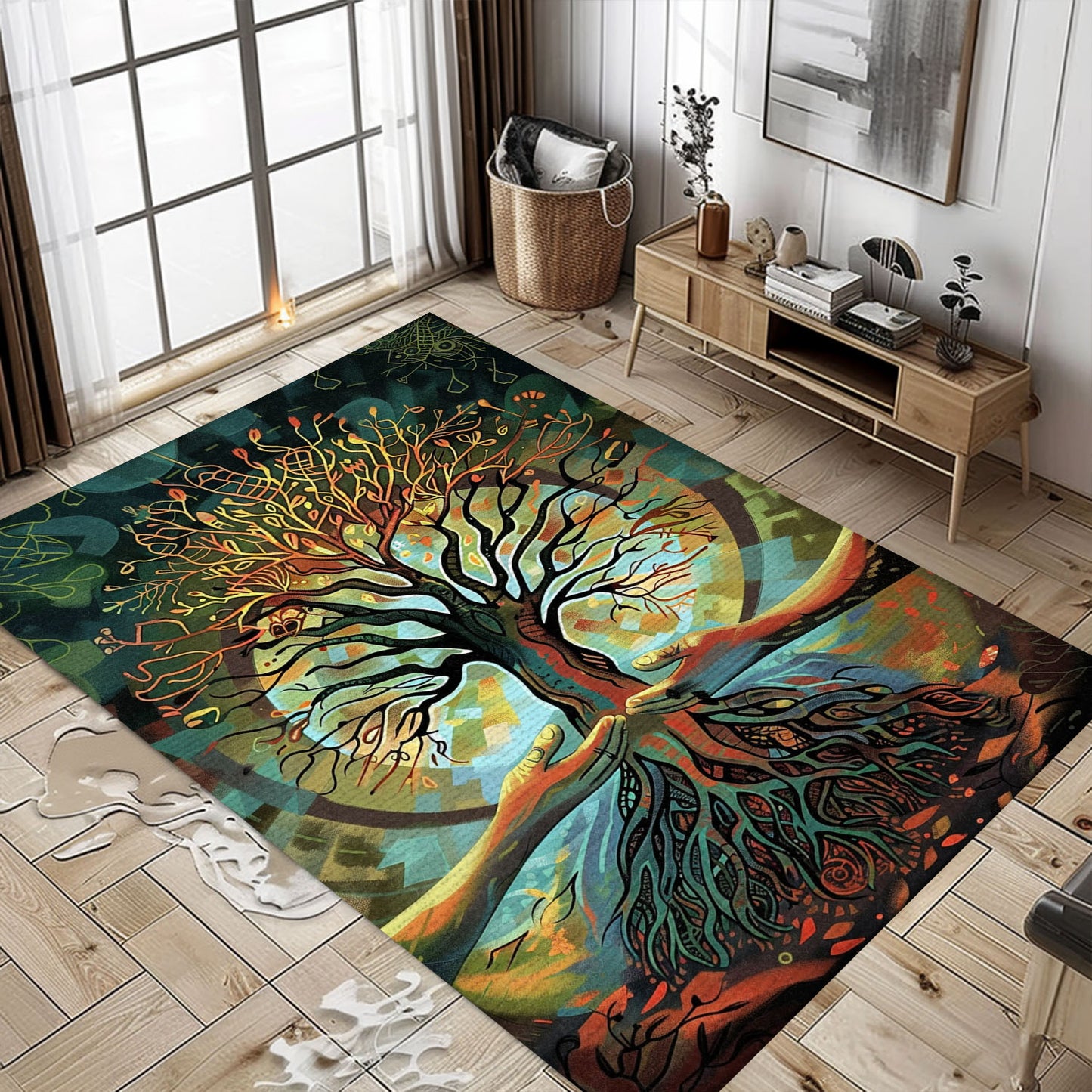 Mythological Viking Rug: Tree of Life Symbolism, Personalized Carpet Viking, Viking Area Rugs for Living Room, Viking Carpet Bedroom, Popular Rug Full Size (3x5, 4x6, 5x8) V139