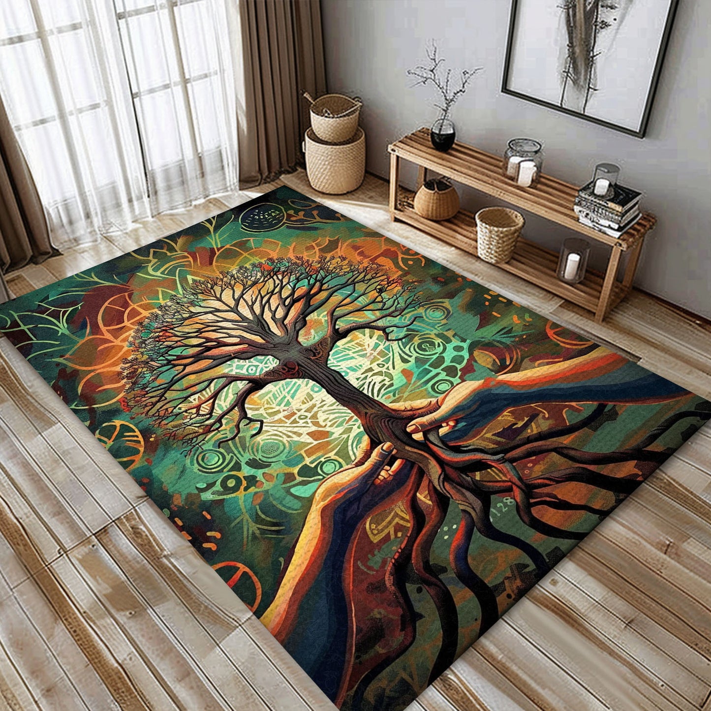 Norse Mythology Influence on Viking Tree of Life Rug for Living Room, Personalized Carpet Viking, Popular Rug Full Size (3x5, 4x6, 5x8) V137