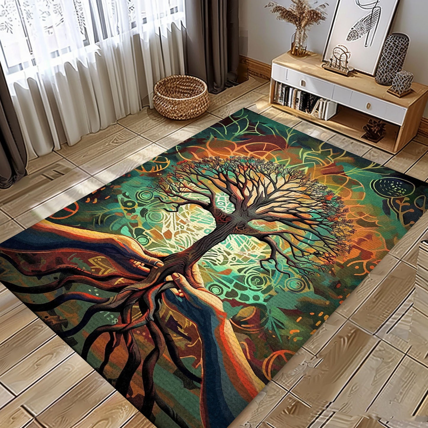 Norse Mythology Influence on Viking Tree of Life Rug for Living Room, Personalized Carpet Viking, Popular Rug Full Size (3x5, 4x6, 5x8) V137