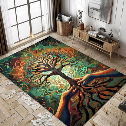 Norse Mythology Influence on Viking Tree of Life Rug for Living Room, Personalized Carpet Viking, Popular Rug Full Size (3x5, 4x6, 5x8) V137