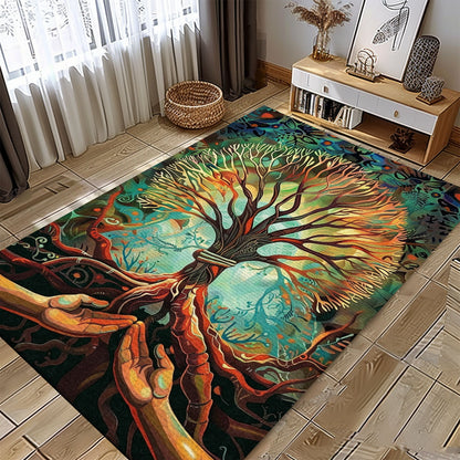 Intricate Viking Area Rug: Symbolism of Tree of Life, Personalized Carpet Viking, Viking Area Rugs for Living Room, Viking Carpet Bedroom, Popular Rug Full Size (3x5, 4x6, 5x8) V136