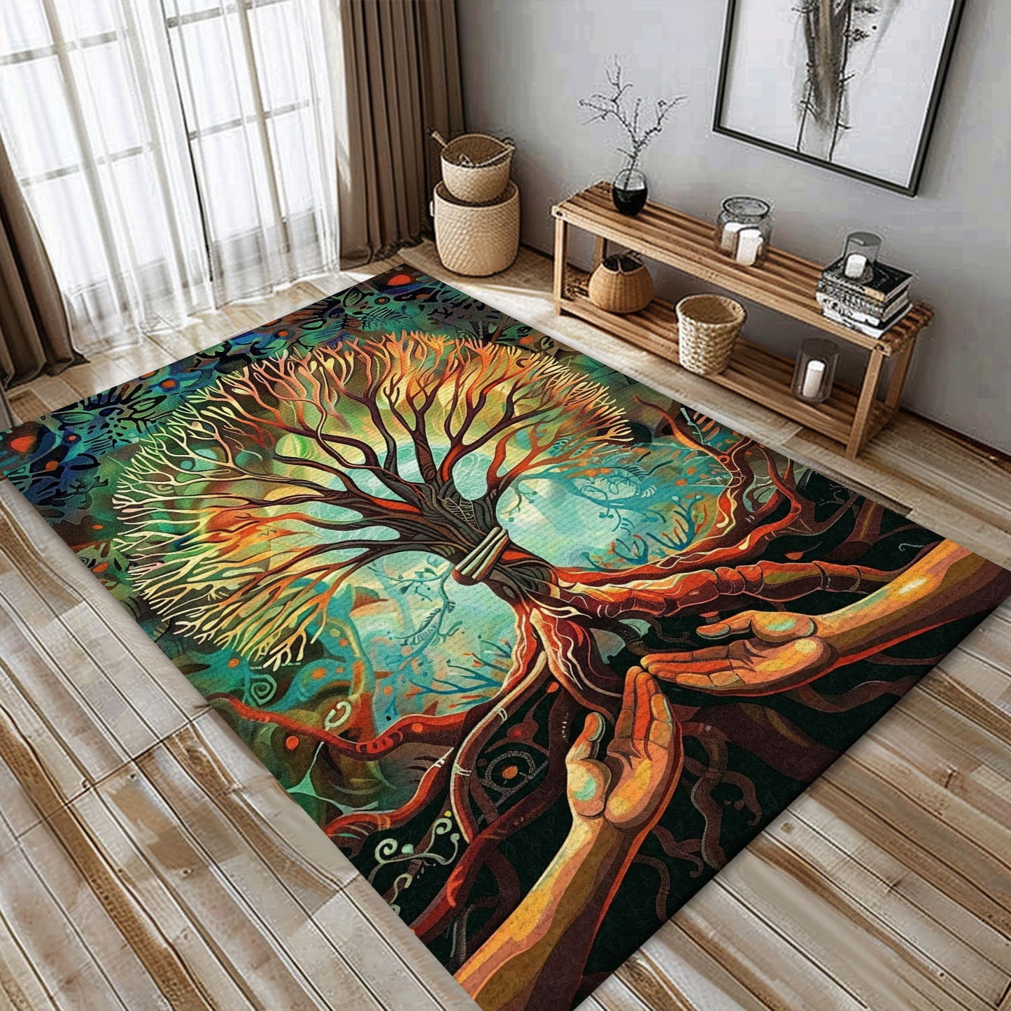 Intricate Viking Area Rug: Symbolism of Tree of Life, Personalized Carpet Viking, Viking Area Rugs for Living Room, Viking Carpet Bedroom, Popular Rug Full Size (3x5, 4x6, 5x8) V136