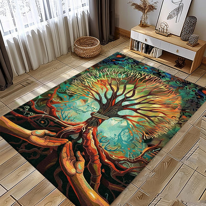 Intricate Viking Area Rug: Symbolism of Tree of Life, Personalized Carpet Viking, Viking Area Rugs for Living Room, Viking Carpet Bedroom, Popular Rug Full Size (3x5, 4x6, 5x8) V136