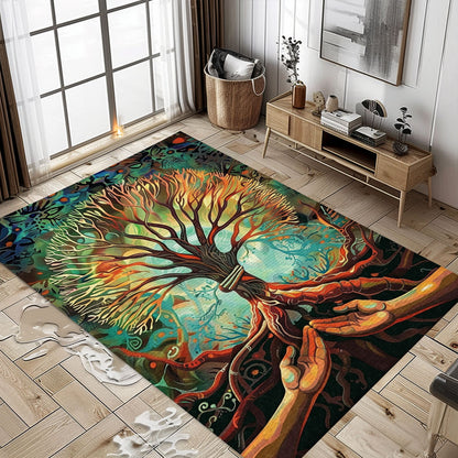 Intricate Viking Area Rug: Symbolism of Tree of Life, Personalized Carpet Viking, Viking Area Rugs for Living Room, Viking Carpet Bedroom, Popular Rug Full Size (3x5, 4x6, 5x8) V136