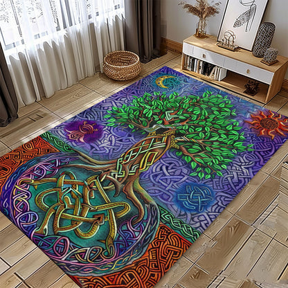 Unique Tree of Life Viking Rug: Mythological Theme, Personalized Carpet Viking, Viking Area Rugs for Living Room, Viking Carpet Bedroom, Popular Rug Full Size (3x5, 4x6, 5x8) V135