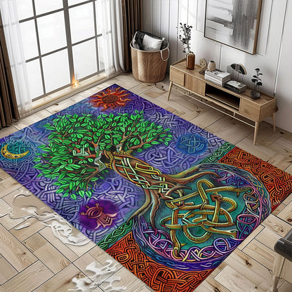 Unique Tree of Life Viking Rug: Mythological Theme, Personalized Carpet Viking, Viking Area Rugs for Living Room, Viking Carpet Bedroom, Popular Rug Full Size (3x5, 4x6, 5x8) V135