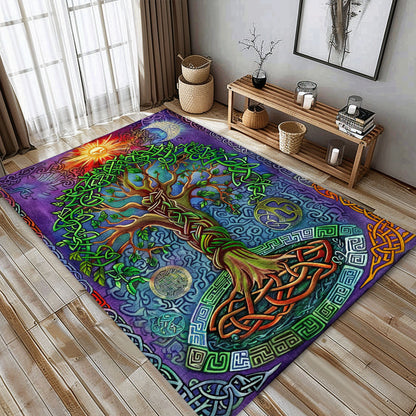 Symbolic Viking Rug Depicting Tree of Life Symbol, Personalized Carpet Viking, Viking Area Rugs for Living Room, Viking Carpet Bedroom, Popular Rug Full Size (3x5, 4x6, 5x8) V134