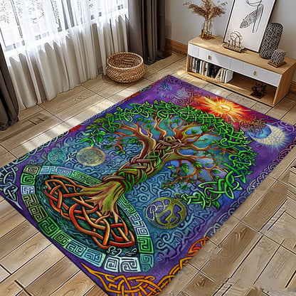 Symbolic Viking Rug Depicting Tree of Life Symbol, Personalized Carpet Viking, Viking Area Rugs for Living Room, Viking Carpet Bedroom, Popular Rug Full Size (3x5, 4x6, 5x8) V134