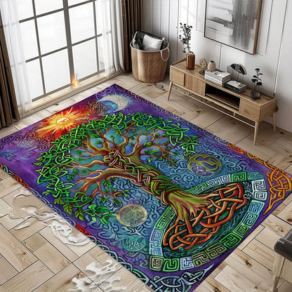 Symbolic Viking Rug Depicting Tree of Life Symbol, Personalized Carpet Viking, Viking Area Rugs for Living Room, Viking Carpet Bedroom, Popular Rug Full Size (3x5, 4x6, 5x8) V134