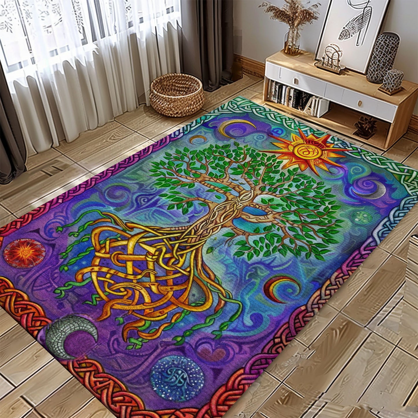 Cultural Decor Piece: Viking Area Rug with Tree of Life Design, Personalized Carpet Viking, Viking Area Rugs for Living Room, Viking Carpet Bedroom, Popular Rug Full Size (3x5, 4x6, 5x8) V133