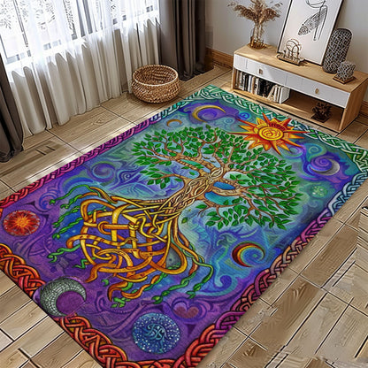 Cultural Decor Piece: Viking Area Rug with Tree of Life Design, Personalized Carpet Viking, Viking Area Rugs for Living Room, Viking Carpet Bedroom, Popular Rug Full Size (3x5, 4x6, 5x8) V133