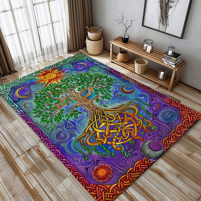 Cultural Decor Piece: Viking Area Rug with Tree of Life Design, Personalized Carpet Viking, Viking Area Rugs for Living Room, Viking Carpet Bedroom, Popular Rug Full Size (3x5, 4x6, 5x8) V133