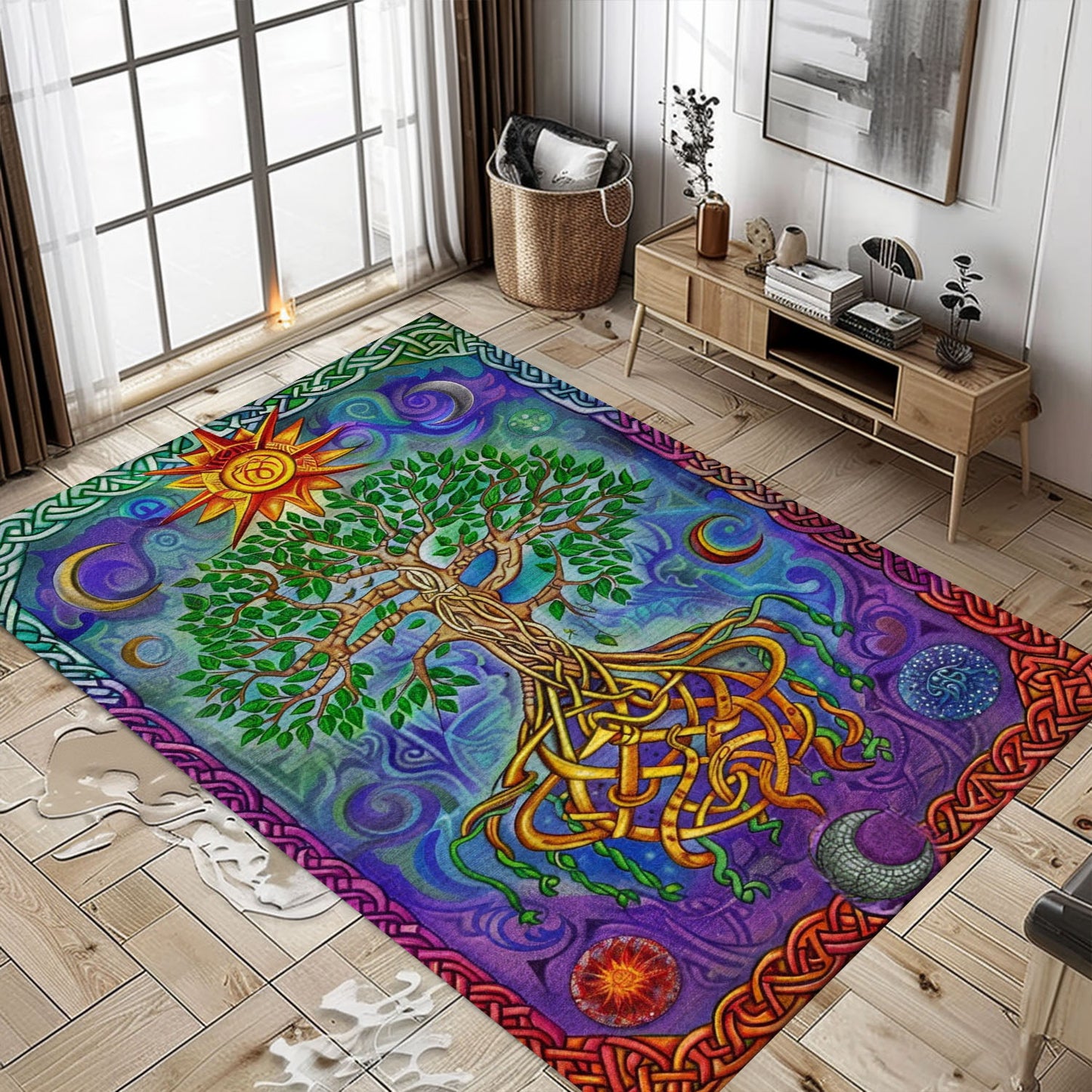 Cultural Decor Piece: Viking Area Rug with Tree of Life Design, Personalized Carpet Viking, Viking Area Rugs for Living Room, Viking Carpet Bedroom, Popular Rug Full Size (3x5, 4x6, 5x8) V133