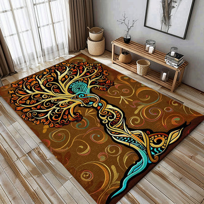 Mythical Viking Tree of Life Rug: Home Decor Accent, Personalized Carpet Viking, Viking Area Rugs for Living Room, Viking Carpet Bedroom, Popular Rug Full Size (3x5, 4x6, 5x8) V132