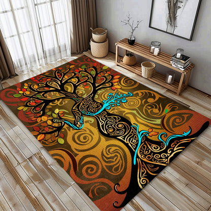 Viking Tree of Life Rug: Symbolic Tapestry, Personalized Carpet Viking, Viking Area Rugs for Living Room, Viking Carpet Bedroom, Popular Rug Full Size (3x5, 4x6, 5x8) V130