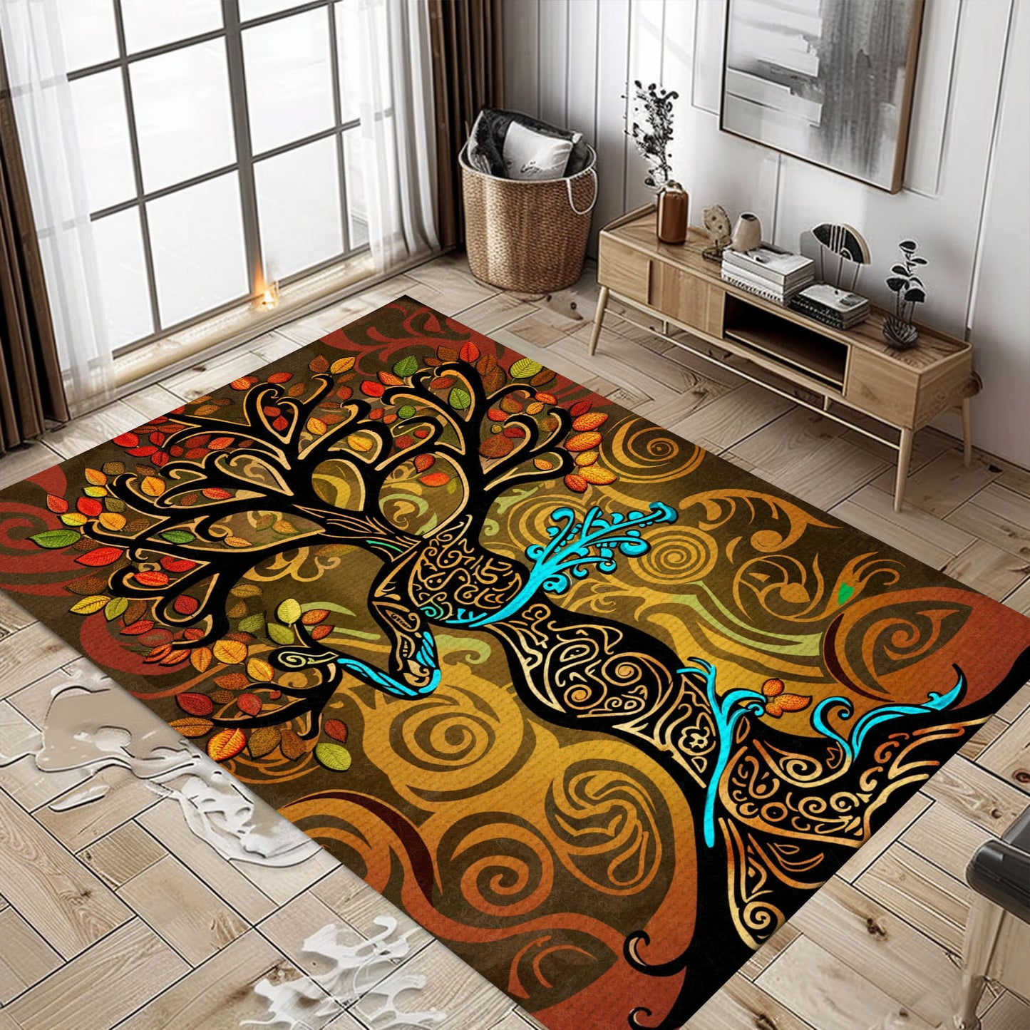 Viking Tree of Life Rug: Symbolic Tapestry, Personalized Carpet Viking, Viking Area Rugs for Living Room, Viking Carpet Bedroom, Popular Rug Full Size (3x5, 4x6, 5x8) V130