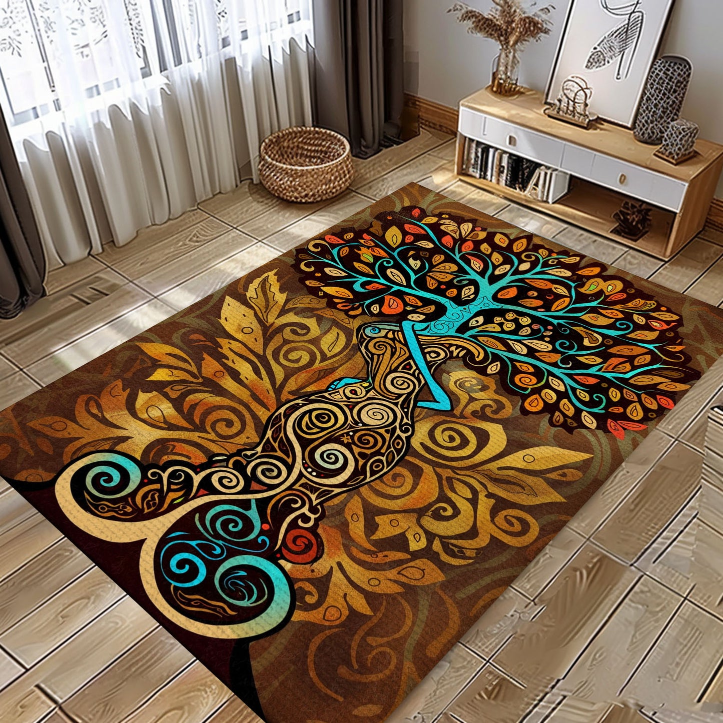 Mythological Tree of Life Viking Rug for Living Space, Personalized Carpet Viking, Viking Area Rugs for Living Room, Viking Carpet Bedroom, Popular Rug Full Size (3x5, 4x6, 5x8) V128