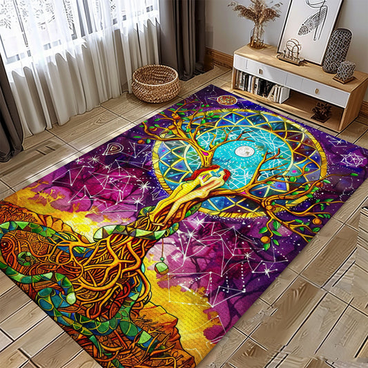 Viking Area Rug Featuring Mythical Tree of Life Motif, Personalized Carpet Viking, Viking Area Rugs for Living Room, Viking Carpet Bedroom, Popular Rug Full Size (3x5, 4x6, 5x8) V138