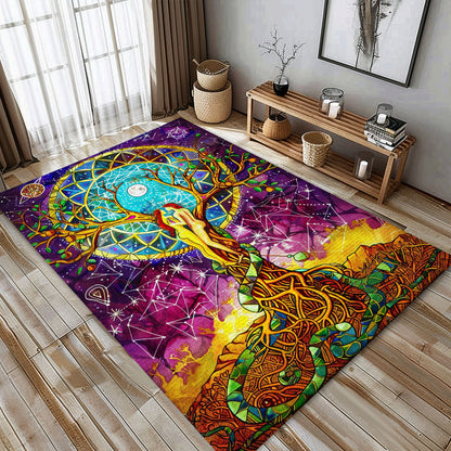 Viking Area Rug Featuring Mythical Tree of Life Motif, Personalized Carpet Viking, Viking Area Rugs for Living Room, Viking Carpet Bedroom, Popular Rug Full Size (3x5, 4x6, 5x8) V138