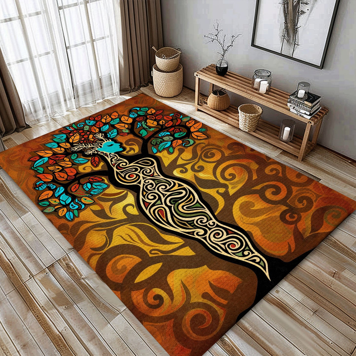 Viking Area Rug Featuring Tree of Life Design, Personalized Carpet Viking, Viking Area Rugs for Living Room, Viking Carpet Bedroom, Popular Rug Full Size (3x5, 4x6, 5x8) V126