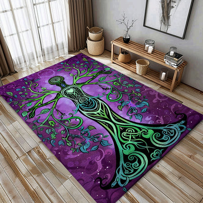 Mythical Viking Tree of Life Rug: Norse Influence, Personalized Carpet Viking, Viking Area Rugs for Living Room, Viking Carpet Bedroom, Popular Rug Full Size (3x5, 4x6, 5x8) V125