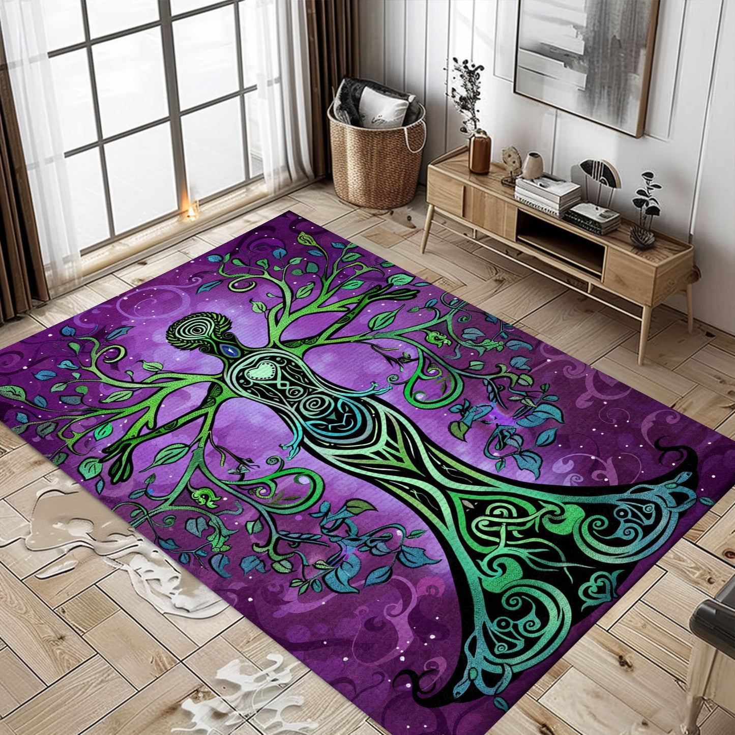 Mythical Viking Tree of Life Rug: Norse Influence, Personalized Carpet Viking, Viking Area Rugs for Living Room, Viking Carpet Bedroom, Popular Rug Full Size (3x5, 4x6, 5x8) V125